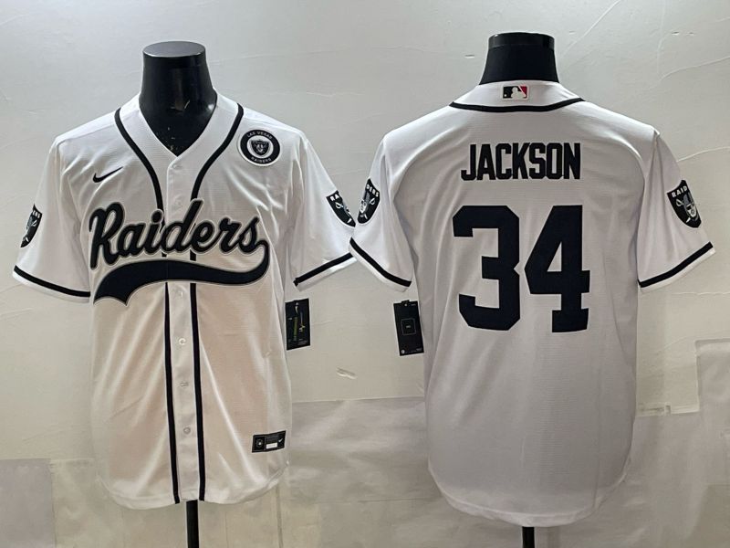 Men 2025 Oakland Raiders #34 Jackson white 3th generation Joint Name Nike Limited NFL Jersey style 07->oakland raiders->NFL Jersey